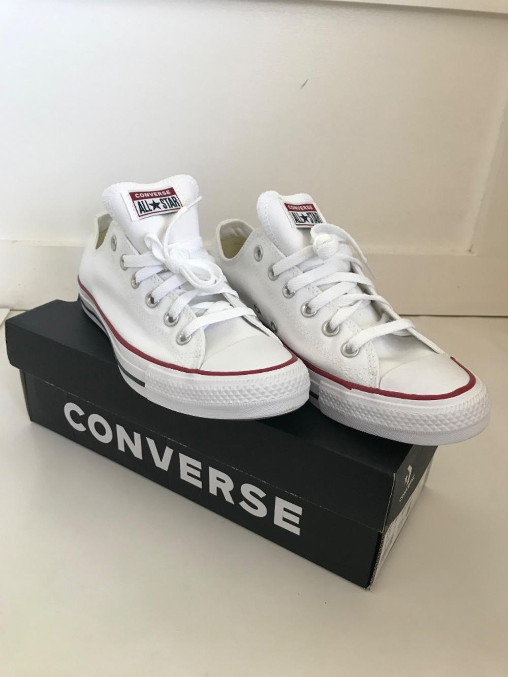 CONVERSE All Star Ox White Low Top Sneakers Women’s Size 9.5 Optical White NWT - Picture 2 of 16